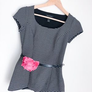White House/Black Market striped top with belt